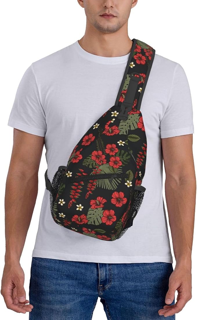 Hawaii Tropical Palm Sling Backpack Crossbody Bag Casual Chest Bags Travel Hiking Daypack Shoulder Bag for Women Men