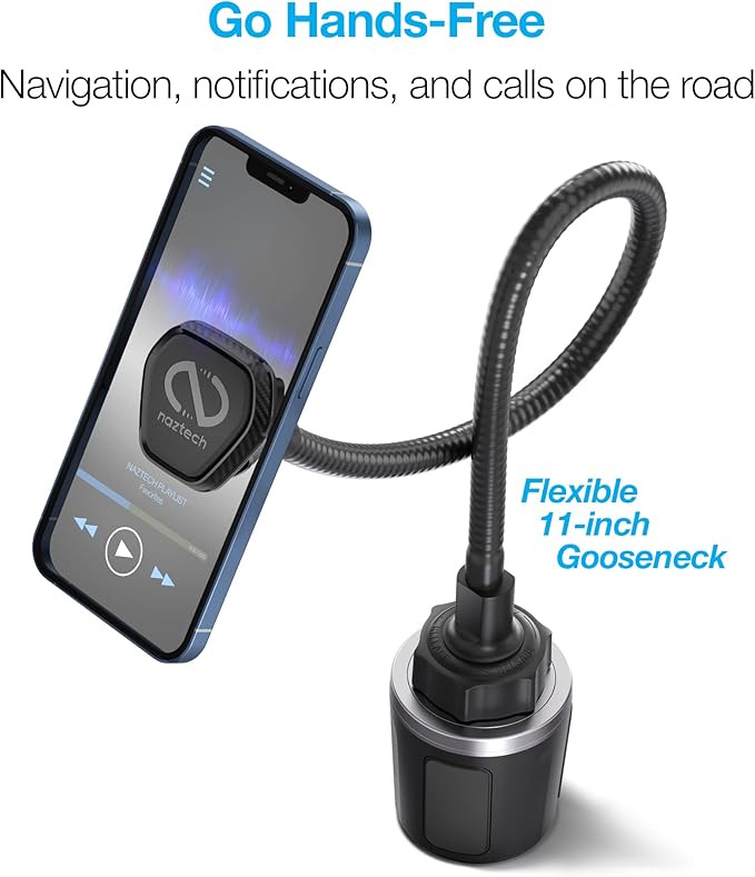 Naztech MagBuddy Elite XL Cup Cell Phone Holder for Car - Black Gooseneck Magnetic Stand Cup Phone Holders for Your Car Cellphone Holder Mount for Truck, Auto Seat Cupholder Mount for iPhone, Android