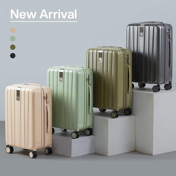 Hanke 29 Inch Luggage Suitcases With Spinner Wheels Lightweight PC hardside Rolling Suitcase With Travel Lock, Checked-Large 29-Inch(Bamboo Green)