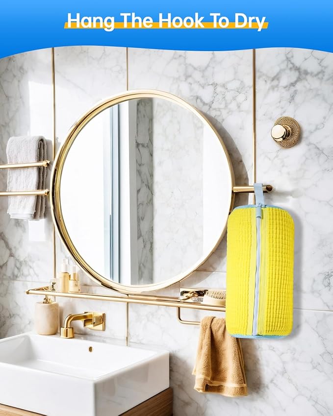 Shoe Washing Machine Bag – Reusable Laundry Shoe Bags for Washer and Dryer, Durable Chenille Microfiber with 360° Cleaning, Hidden Zipper Design for Sneakers, Tennis Shoes, Yellow, 2-Pack