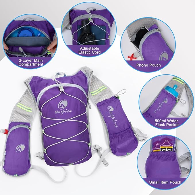 Small Lightweight Running Hydration Vest with 2L Water Bladder for Race, Lightweight Water Backpack Hydropack for Hiking