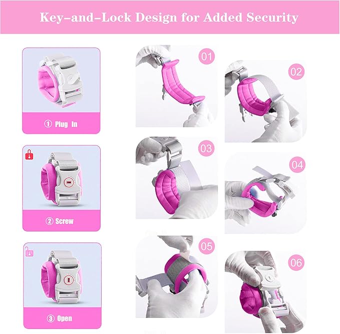 Toddler Leash -Anti Lost Wrist Link for Toddlers -Toddler Harness with Lock for Kids,Baby Leash,Leash for Toddlers,Wrist Leashes,Child Leashes for Toddlers,Upgrade with Reflective Tape Liner for Kids