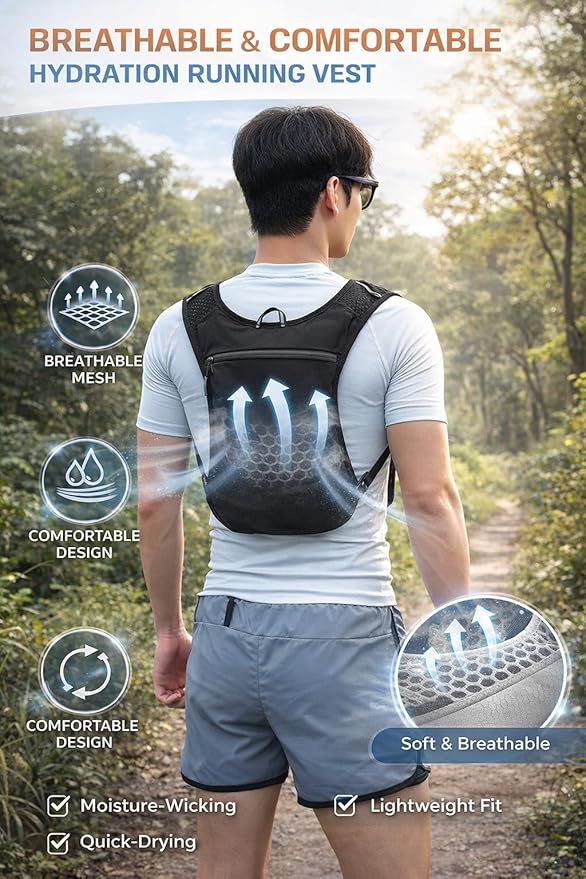 Personalized Hydration Running Vest Backpack, Custom Logo Text Lightweight Pack for Marathon & Trail Run