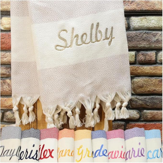 Personalized Beach Towel, Beach Bachelorette, Bridesmaid Gifts, Girls Trip, Wedding Gifts, Home Decor, Bridal Party, Beach Towel (Beige)