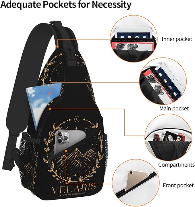 Velaris City Of Starlight Crossbody Bag Trendy Sling Bag Bakpack Casual Chest Bags Daypack For Hiking Walking Travel Running(6)