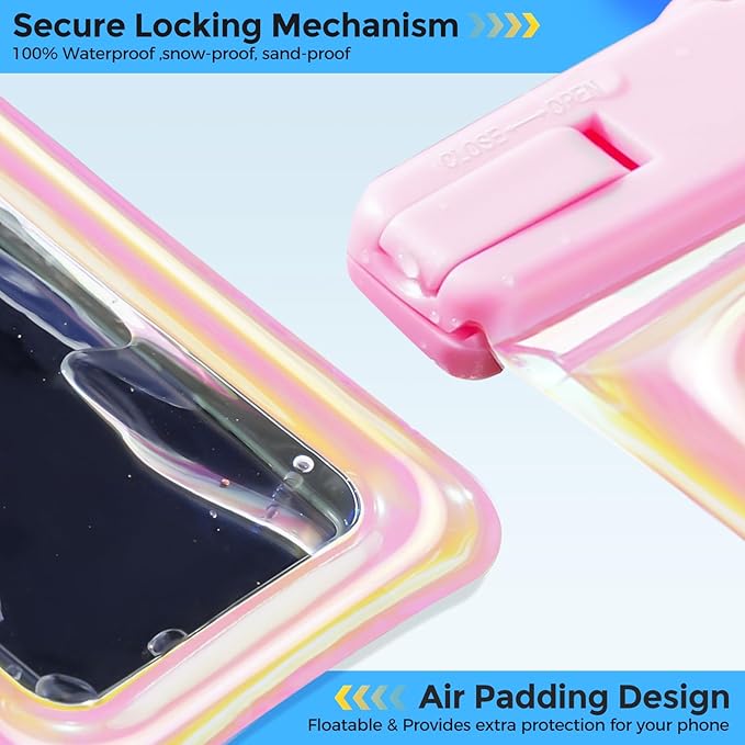 ProCase 2 Pack Floating Waterproof Phone Pouch Up to 7", IPX8 Floatable Underwater Phone Case Dry Bag for iPhone 17/Air 16 15 14 13 12 11 Pro Max Xs Max XR X 8 7 Plus SE/Galaxy S24 S23 S22 - PinkBlue