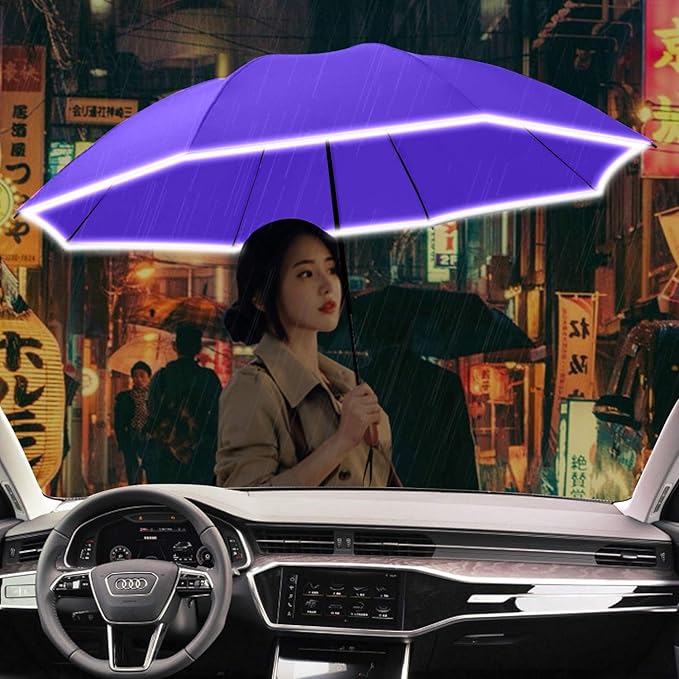 Lejorain Golf Large Inverted Umbrella - Black Big Windproof Heavy Duty Upside Down 46/50/54 Inch Compact Reverse Car Automatic Folding Reflective Umbrella