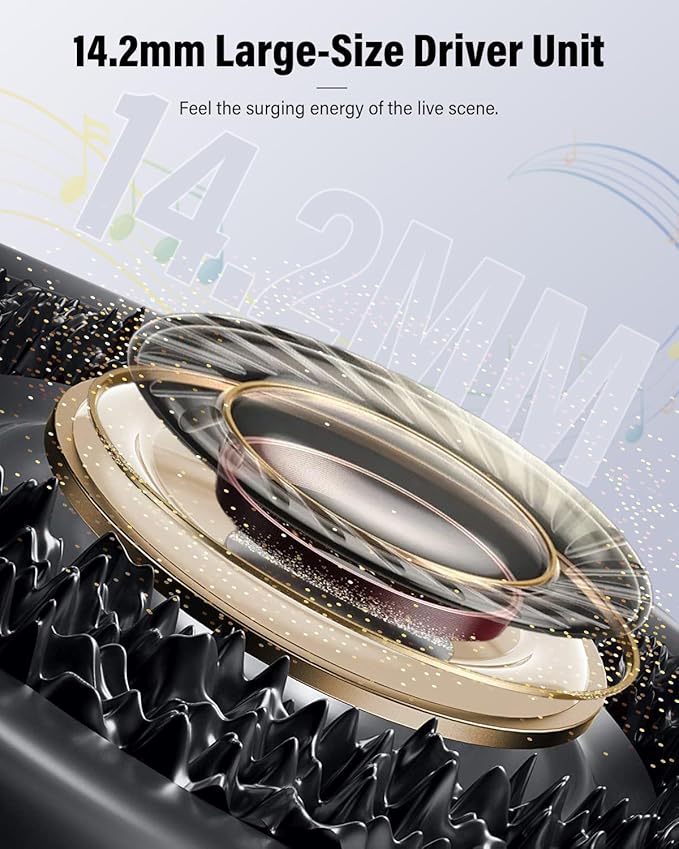 Wireless Earbuds, Bluetooth 5.4 Headphones Bass Stereo, Ear Buds with Noise Cancelling Mic, LED Display in Ear Earphones Clear Calls, IP7 Waterproof Bluetooth Earbuds for Laptop/Phones, Rose Gold