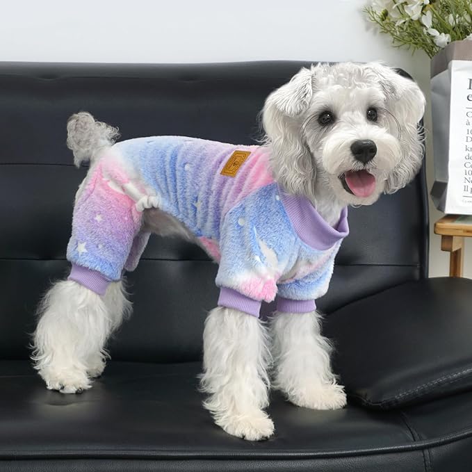 XPUDAC Dog Sweater Glows in The Dark Fleece Pajamas for Small Medium Dogs Girl Boy Puppy Clothes for Halloween Christmas Winter(2X-Large)