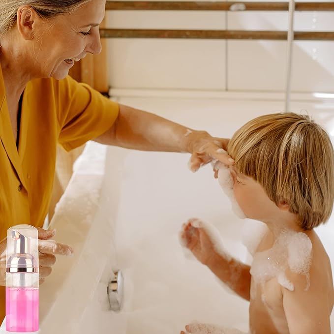 8 Pcs 1oz 30ml Plastic Foamer Pump Bottle Foam Dispenser Bottles Mini Liquid Foaming Bottles for Refillable Travel Hand Soap Foaming,Shampoo,Castile,Cleaning (Rose Gold+Clear)