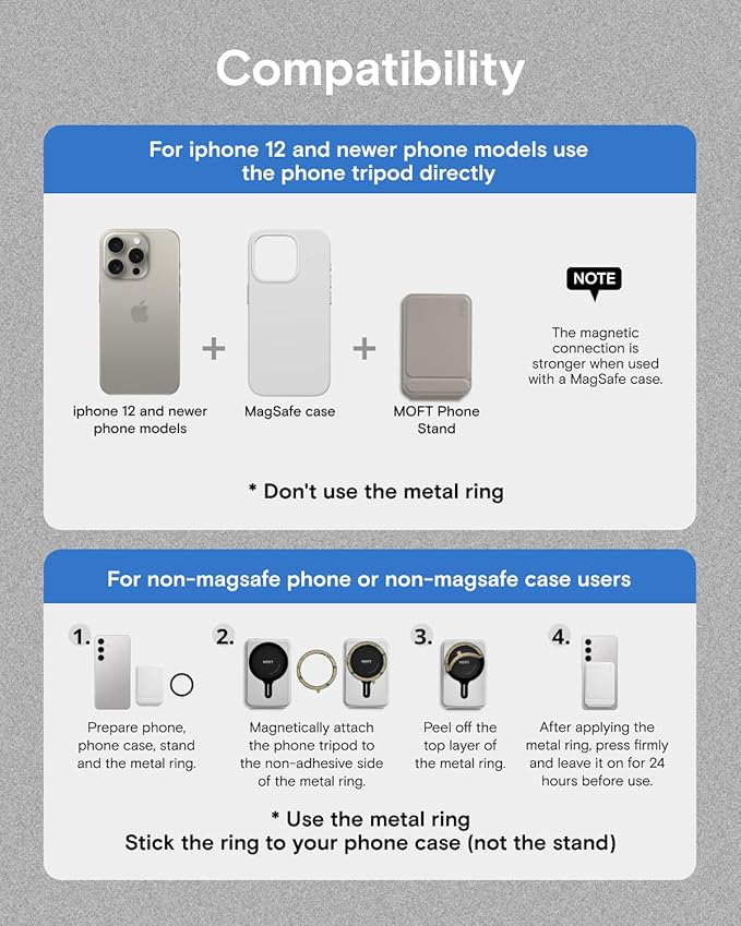 MOFT Phone Tripod Stand Selfie Stick for iPhone, Multi-Angles iPhone Stand, Lightweight & Portable Phone Holder, Strong Magnets, MOVAS Vegan Leather, Travel Essentials, Taupe (Without Card Slot)