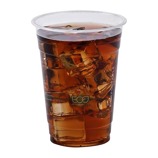 ECO PRODUCTS GreenStripe Clear Compostable 16oz PLA Plastic Cups, Case of 1000, Disposable Renewable Plant-Based Cold Cups, For Cold Drinks & Snacks, BPI Certified, ASTM Compliant.