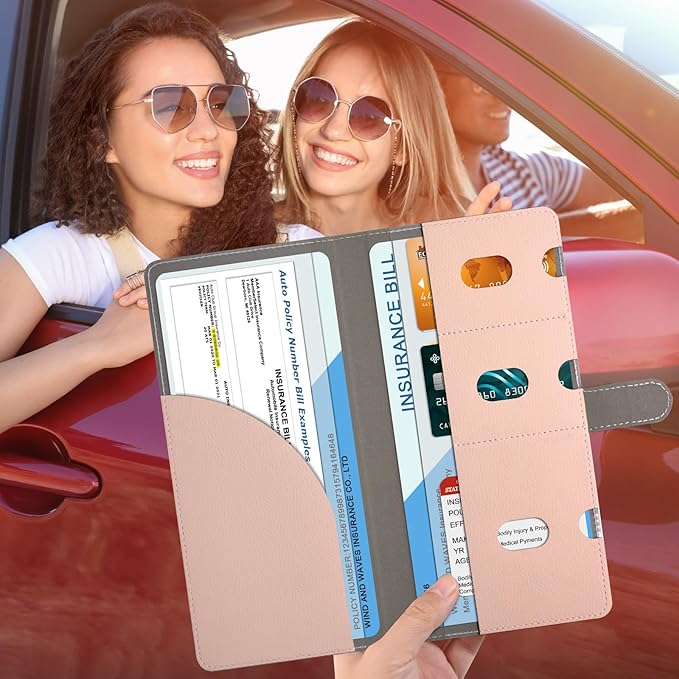 RSAquar Vehicle Glove Box Organizer - Car Document Holder for Cards, Driver License & Essential Documents, JD-Rose Gold