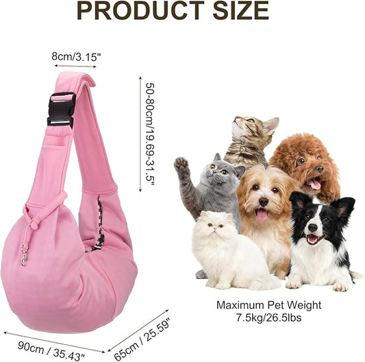 PETAXCELL Dog Sling Carrier for Small Dogs and Cats Up to 16.5 Lbs, Adjustable Buckle with Pocket Pet Sling Carrier Safety Harness, (Pink, 1 Pcs) Intended for Outdoor/Camp/Travel