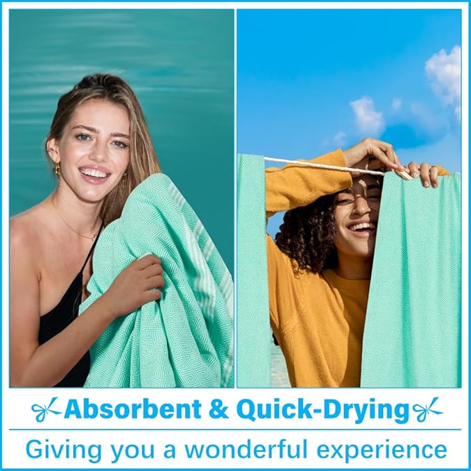 Thin Turkish Beach Towel Lightweight Soft Cotton Extra Large XL Oversized Sand Free Sandproof Absorbent Quick Dry Towels Cloud Bath Pool Travel Compact Essentials Accessories for Adult Gifts