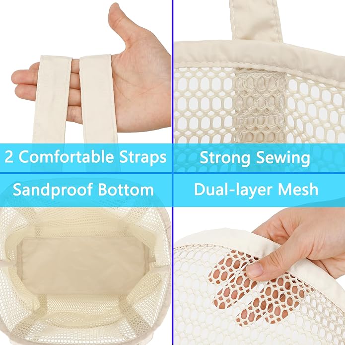 Mesh Beach Bag for Women, Casual Hobo Bags Large Beach Tote for Pool Travel Cruise Vacation Essentials