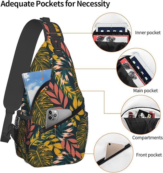 Hawaii Tropical Palm Sling Backpack Crossbody Bag Casual Chest Bags Travel Hiking Daypack Shoulder Bag for Women Men
