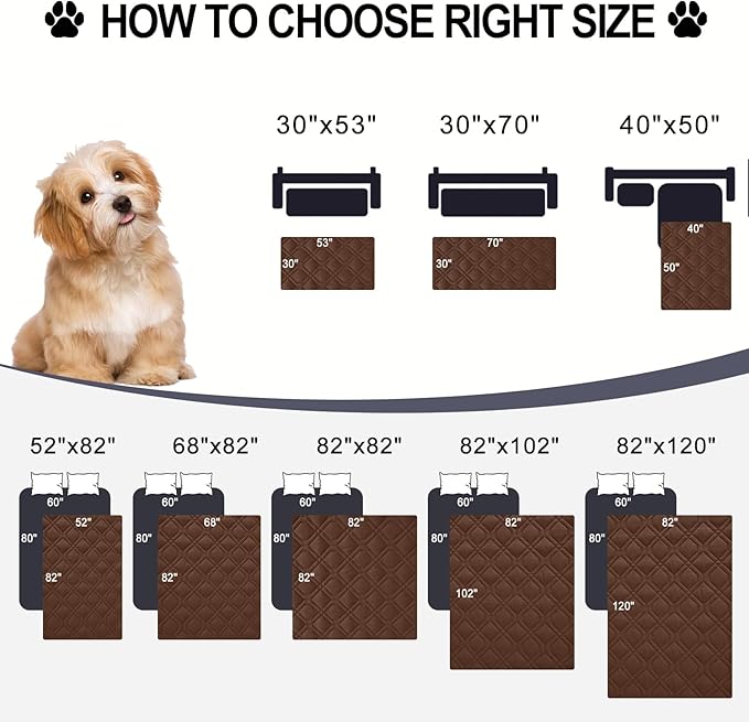 Smiry Waterproof Dog Blanket, 82x82 Inch Soft Pet Bed Cover Reversible, Washable Sofa Couch Furniture Protector for Small Medium Large Dog Puppy Cat, Geometric, Brown/Chocolate
