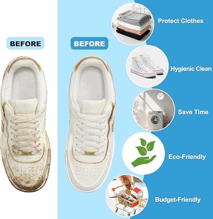 Shoe Washing Machine Bag - Laundry Shoe Bag (2-Pack) Includes 3 Laundry Bags, Reusable, Washer & Dryer Safe, 360° Deep Cleaning for All Shoe Types, Self-Locking Zipper(Blue)