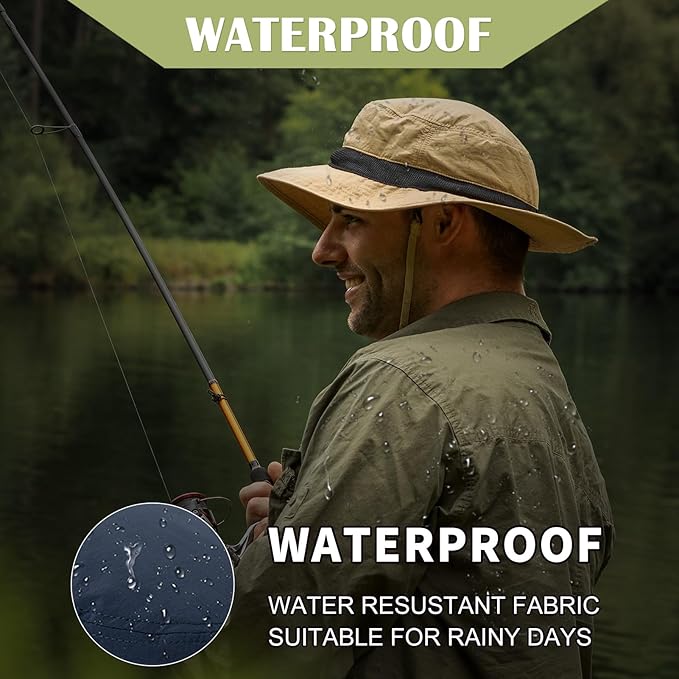 Oversized XL XXL Waterproof Sun Hat for Big Heads Mesh Bucket Hat Wide Brim Adjustable Packable Hiking Beach Fishing