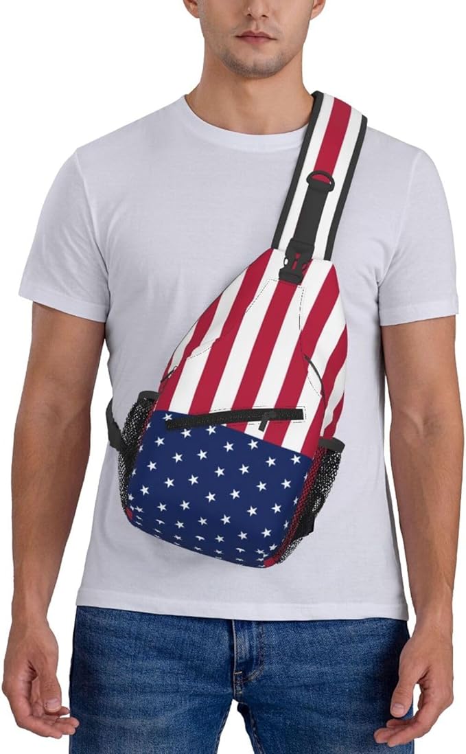 American Flag Sling Bag Multipurpose Crossbody Sling Backpack Travel Cycling Hiking Shoulder Bag For Women Men