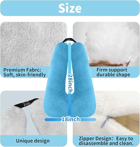 Travel Pillow, Car Pillow for Kids, Car Seat Pillow for Adults, Travel Pillow for Kids with Adjustable Strap, Support Head and Neck on Road Trips, Long Car Ride Essentials, Blue