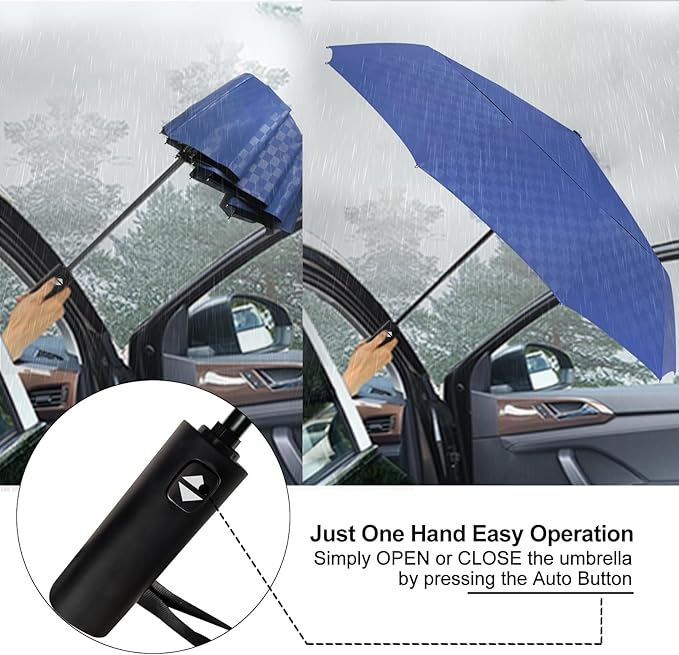 Satol 46/54/62 Inch Large Golf Umbrella, Windproof 10 Ribs Automatic Open/Close Oversize Double Canopy Vented Portable Folding Travel Umbrellas, UPF 50+ Sun & Rain Compact Umbrellas for Outdoor