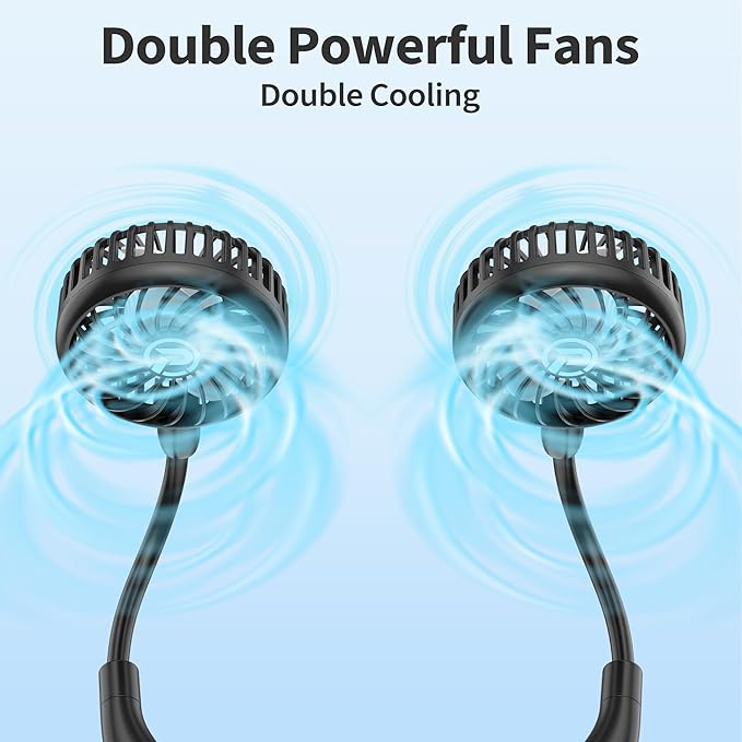 PANERGY Portable Neck Fan Rechargeable Hand Free Personal Fan Mini Wearable Battery Operated USB Fan for Men Women Kids Sport Work Travel