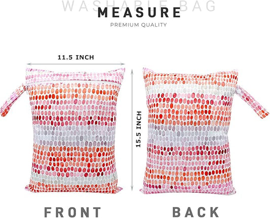 Wet Dry Bag Waterproof Reusable Wet Bag for Swimsuit, Travel, Beach, Pool, Bathing Suit, Diapers, Dirty Yoga Gym Clothes Daycare Organizer One Zippered Pocket (orange dot)