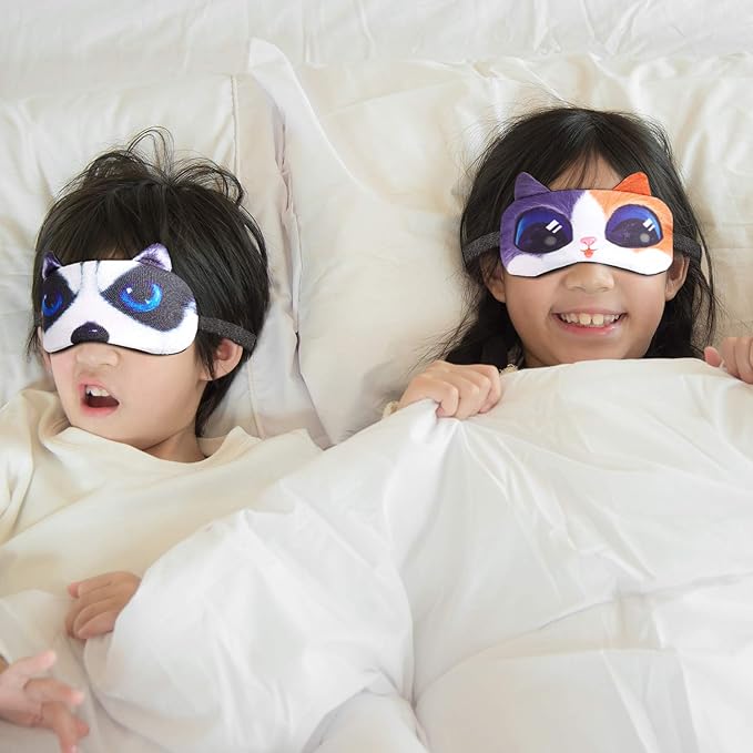 Syhood 10 Pack Funny Blindfolds for Party Game Cute Animal Sleep Mask Cat Dog Soft Blindfold Eye Cover with Adjustable Strap for Adults Men Women