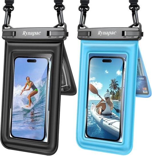 Waterproof Phone Pouch Floating, Double Bags Waterproof Phone Case with Lanyard for iPhone 16 15 Pro Max, Galaxy S24 S23 Ultra, IPX8 Cellphone Dry Bag Beach Cruise Ship Essentials 2 Pack-8.5''