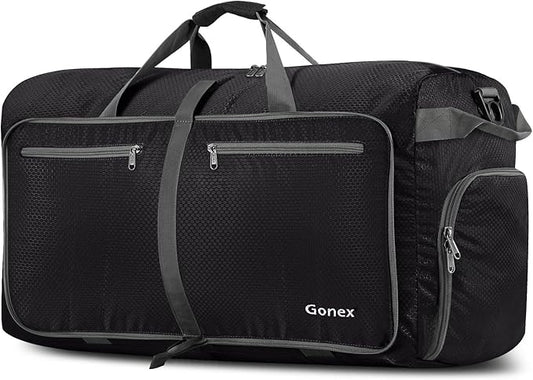 Gonex 40L 60L 80L 100L 150L Large Foldable Travel Duffle Bag with Shoes Compartment, Packable Lightweight Water Repellent Duffel Bag for Camping Gym Weekender Bag