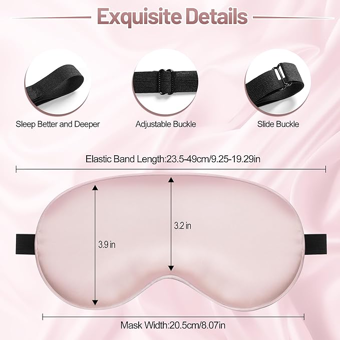 Sleep Mask, Silk Eye Mask for Sleeping with Adjustable Strap, Blindfold Eyeshade for Men & Women, Comfortable & Soft Eye Cover Eyeshade for Night Sleep (Pink)