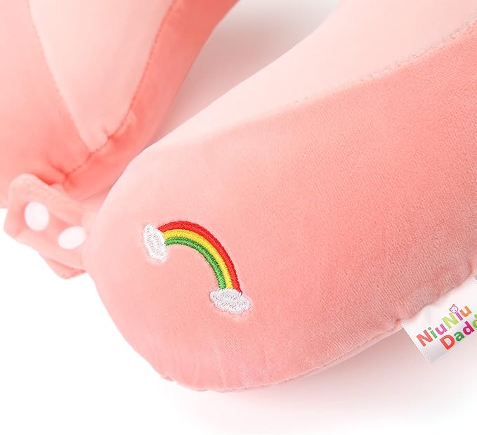 Niuniu Daddy Unicorn Kids Travel Pillows for 3-8 Y/O, Travel Essentials for Road Trip Long Flight, Soft Memory Foam Neck Pillows for Airplane, Car Seat, Traveling, Sleeping for Boys Girls Toddler