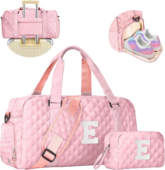 Elilier Personalized Duffle Bag Women Girls Gift: Letter Carry on bags, Dance Cheer bag Sports for Girl, Kid Gymnastics Bags, Birthday Gifts for Women Girls Kids Teens Mom Teacher
