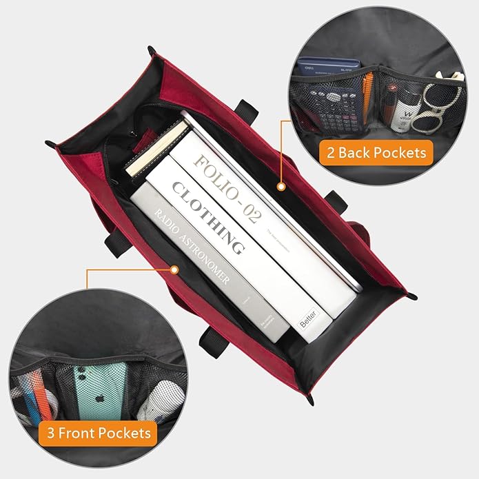 TOPDesign Utility Water Resistant Tote Bag with 13 Pockets, Top Zipper Closure & Thick Bottom Support, for Working Women