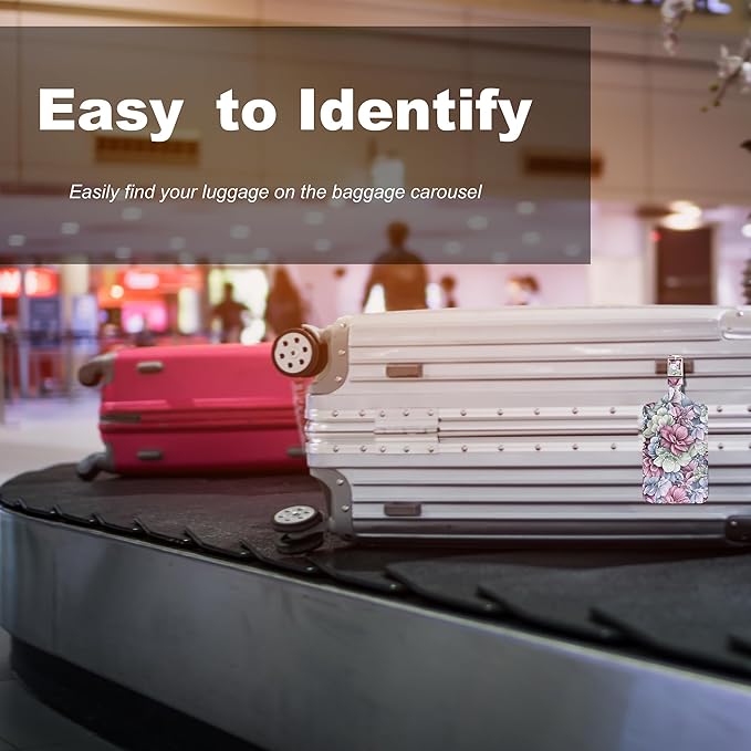 4 Pack Luggage Tag for Suitcases TSA Approved, Leather Suitcase Tags Identifiers, Cute Bag Name Travel Tags ID Labels for Women Men Cruise Airport Luggage Travel Essentials by Sodsay