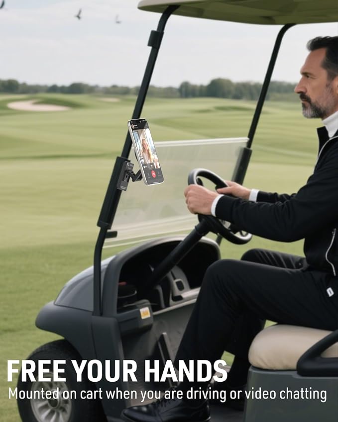 Dual Magnetic Phone Holder Gym Magnetic Stand,Tripod Phone Mount (1/4'' Hole& ARCA-Swiss),Portable Phone Grip for iPhone 12/13/14/15/16/17-Desk/Car/Gym/Golf Cart/Airplane Use Stand (Black)