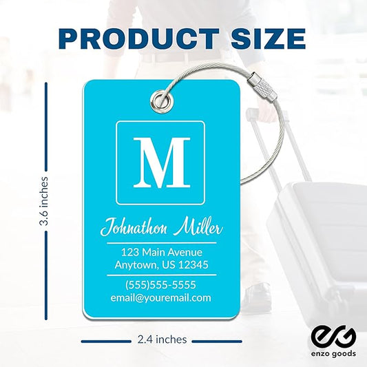 Personalized Luggage Tag | 2 Pack | Custom Luggage Tags for Suitcases | Kids Backpack Tag | 10 Color Options & Choose Font, Font Color