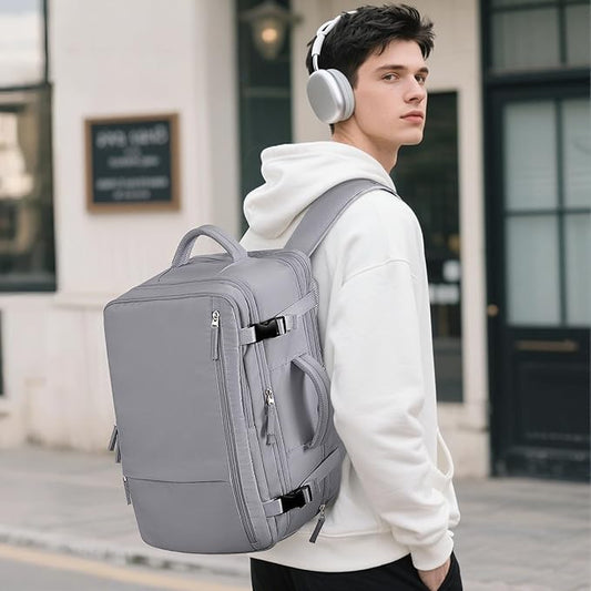 Beraliy Large Travel Backpack, Ailrline Approved Personal Item Bag, 17.3 Inch Laptop Backpack, 40L Carry On Travel Bag, Hiking Backpack, Casual Backpack, Dark Grey