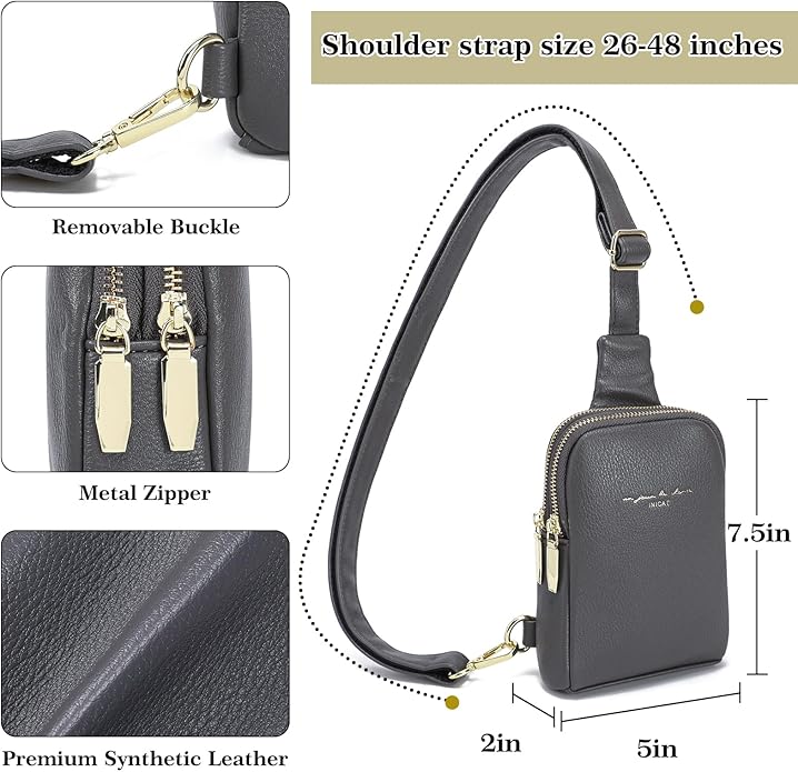 INICAT Travel Small Crossbody Sling Bags Women Cross Body Purses Passport Holder Vegan Leather Fanny Packs Birthday Gifts