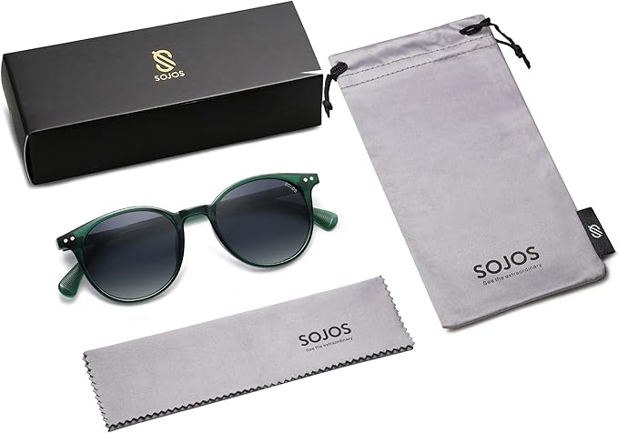 SOJOS Small Round Classic Polarized Sunglasses for Women Men Vintage Style UV400 Lens MAY SJ2113
