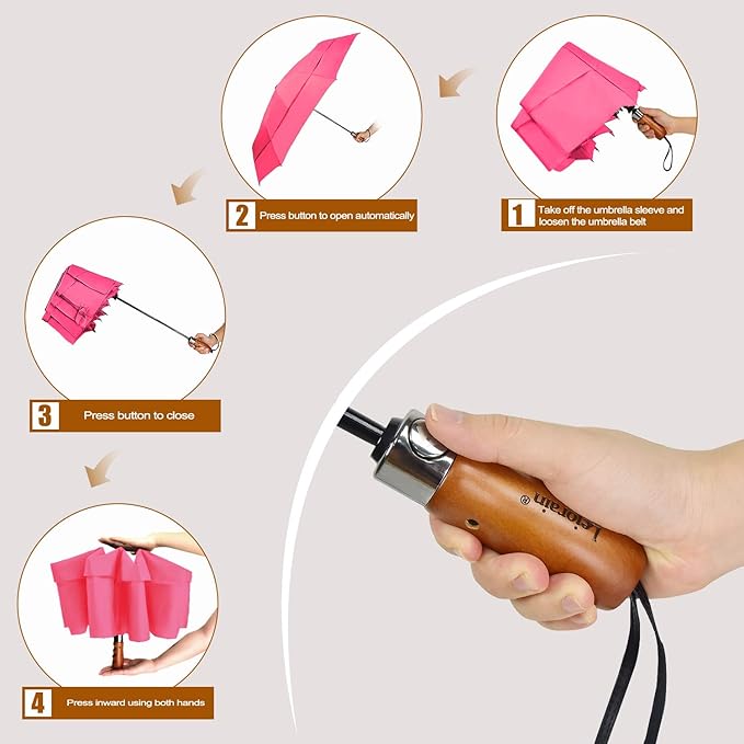 Lejorain Large Folding Golf Umbrella - Compact Mens Umbrellas Travel Rain and Windproof 54inch Collapsible Automatic Open Close Umbrella 210T Teflon Vented Double Canopy