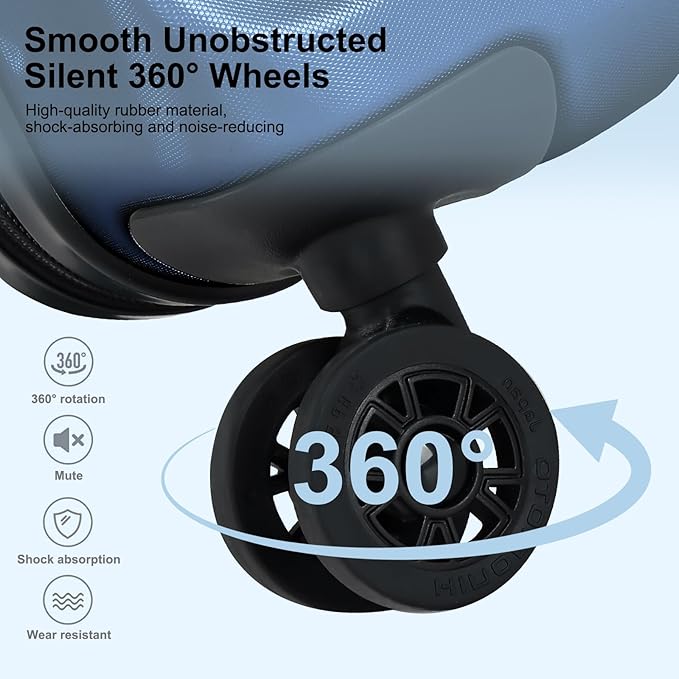 Carry On Luggage 22×14×9 Airline Approved, 20 Inch Lightweight ABS+PC Hard Shell Suitcases with Front Pocket, Spinner Wheels, TSA Lock (Navy Blue, 1PC)