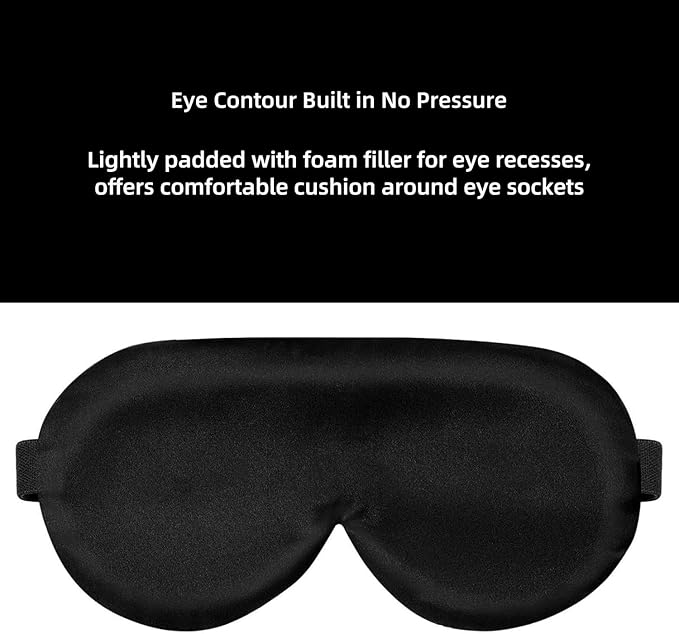 Alaska Bear Sleep Mask Silk Cover Eye Contour for Pressure-Free Sleeping, Upgrade Over Conventional Flat Satin Eye Masks, Machine Washable
