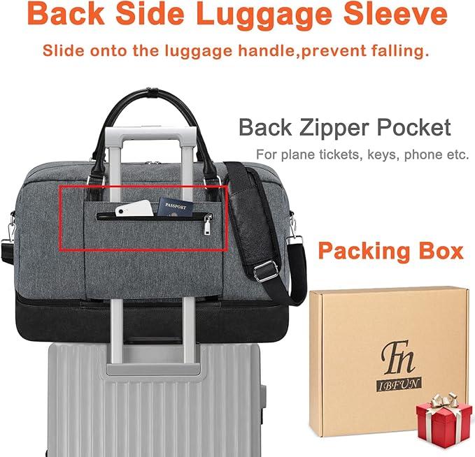 IBFUN Weekender Bags for Women, 21" Weekender Travel Bag, Travel Duffle Bag with Shoe Compartment Carry on Overnight Duffel Bag for Weekend Travel Business Trip, 3PCS