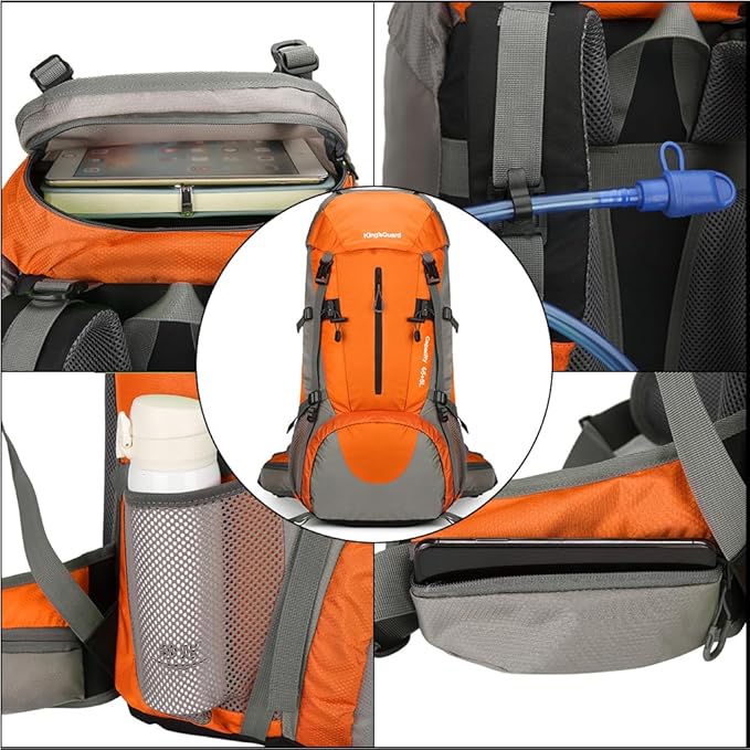 King'sGuard 70L Hiking Backpack with Rain Cover Lightweight Waterproof Travel Camping Backpack Large Backpacking Pack