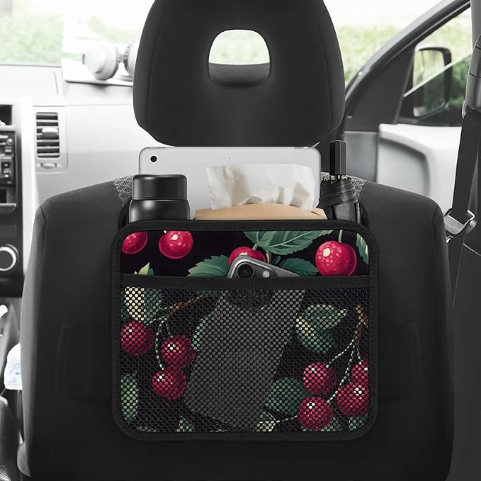 Cherry Car Organizer for Mom - Waterproof Blossom Back Seat Hanging Storage Holder with Multi-Pockets for Toys, Snacks, Books, Baby Travel Accessories