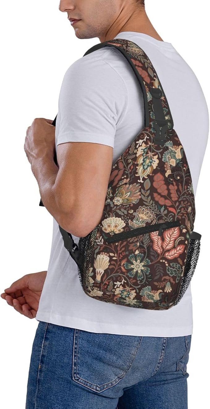 Botanical Mushroom Sling Backpack Crossbody Bag Casual Chest Bags Travel Hiking Daypack Shoulder Bag for Women Men