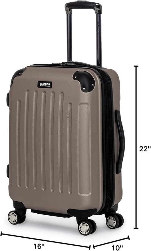 Kenneth Cole REACTION Renegade Luggage Expandable 8-Wheel Spinner Lightweight Hardside Suitcase, Champagne, 20-Inch Carry On